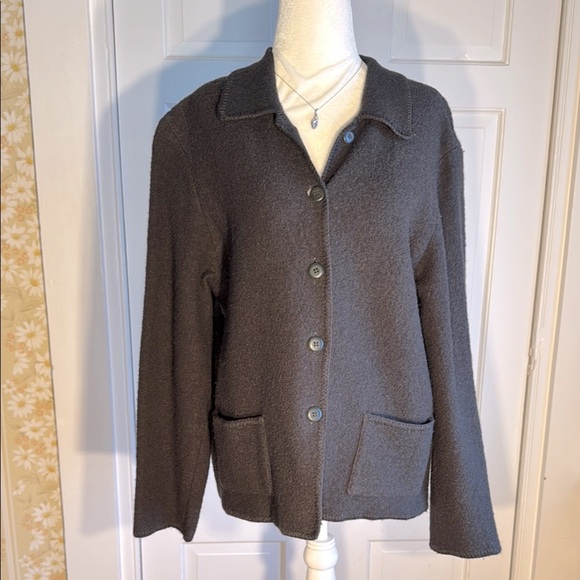 Vintage Requirements Olive/Gray Boiled Wool  Blazer with Notched Collar - Picture 2 of 12